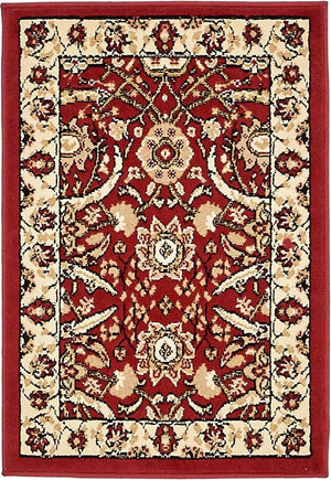 Red 2' x 3' 1 Espahan Rectangle Area Rug 100% Polypropylene Stain Resistant Carpet With Cotton Backing Vivid Colorful Traditional Interior Design for Sale at Rug Engine