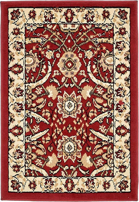 Red 2' x 3' 1 Espahan Rectangle Area Rug 100% Polypropylene Stain Resistant Carpet With Cotton Backing Vivid Colorful Traditional Interior Design for Sale at Rug Engine