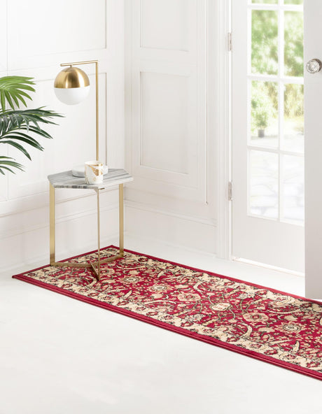 Red 2' x 8' 2 Espahan Runner Area Rug 100% Polypropylene Stain Resistant Carpet With Cotton Backing Vivid Colorful Traditional Interior Design for Sale at Rug Engine