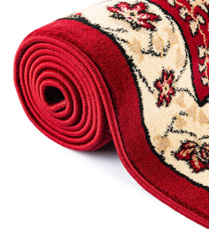 Red 2' x 8' 2 Espahan Runner Area Rug 100% Polypropylene Stain Resistant Carpet With Cotton Backing Vivid Colorful Traditional Interior Design for Sale at Rug Engine
