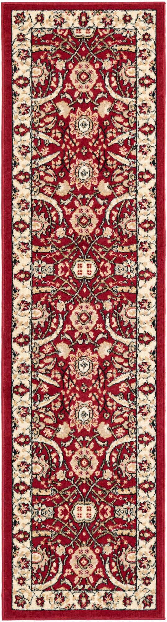 Red 2' x 8' 2 Espahan Runner Area Rug 100% Polypropylene Stain Resistant Carpet With Cotton Backing Vivid Colorful Traditional Interior Design for Sale at Rug Engine