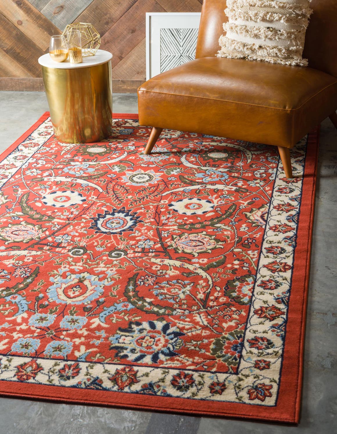 Terracotta 9' x 12' Espahan Rectangle Area Rug 100% Polypropylene Stain Resistant Carpet With Cotton Backing Vivid Colorful Traditional Interior Design for Sale at Rug Engine