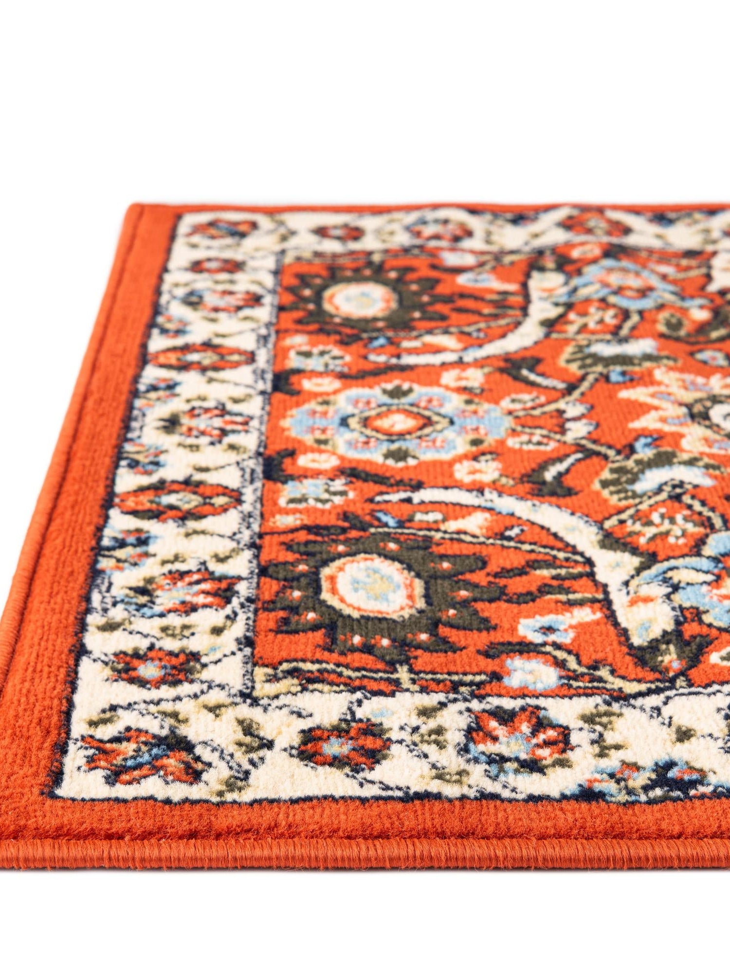 Terracotta 6' 1 x 9' Espahan Rectangle Area Rug 100% Polypropylene Stain Resistant Carpet With Cotton Backing Vivid Colorful Traditional Interior Design for Sale at Rug Engine