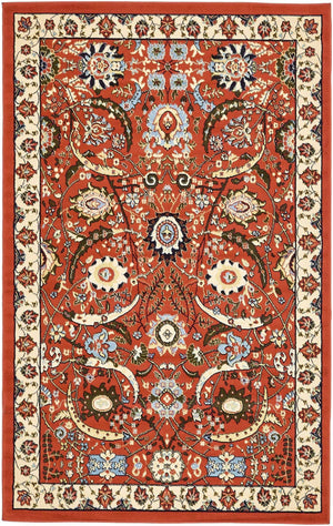 Terracotta 5' 3 x 8' Espahan Rectangle Area Rug 100% Polypropylene Stain Resistant Carpet With Cotton Backing Vivid Colorful Traditional Interior Design for Sale at Rug Engine