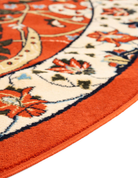 Terracotta 7' 10 x 7' 10 Espahan Round Area Rug 100% Polypropylene Stain Resistant Carpet With Cotton Backing Vivid Colorful Traditional Interior Design for Sale at Rug Engine