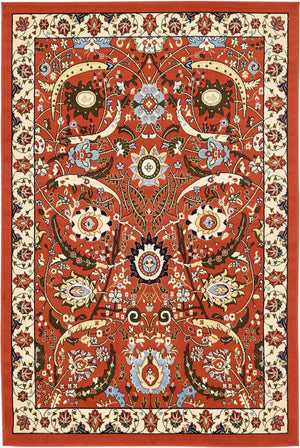Terracotta 6' 1 x 9' Espahan Rectangle Area Rug 100% Polypropylene Stain Resistant Carpet With Cotton Backing Vivid Colorful Traditional Interior Design for Sale at Rug Engine