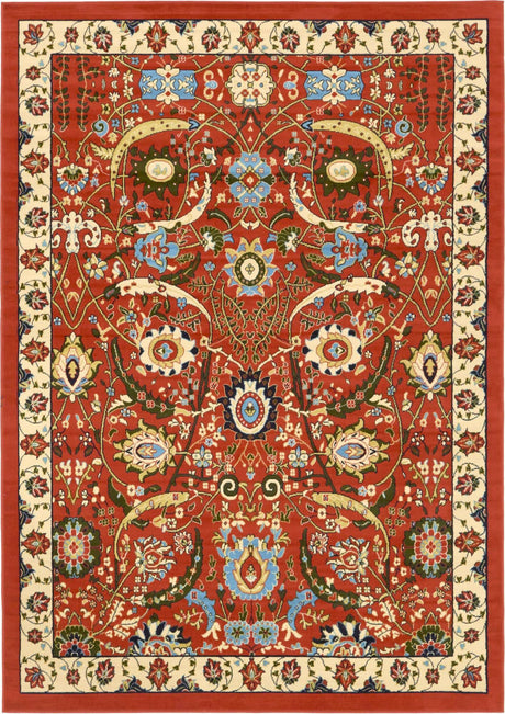 Terracotta 7' 1 x 10' Espahan Rectangle Area Rug 100% Polypropylene Stain Resistant Carpet With Cotton Backing Vivid Colorful Traditional Interior Design for Sale at Rug Engine