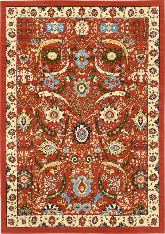 Terracotta 7' 1 x 10' Espahan Rectangle Area Rug 100% Polypropylene Stain Resistant Carpet With Cotton Backing Vivid Colorful Traditional Interior Design for Sale at Rug Engine