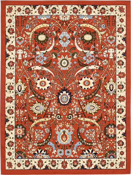 Terracotta 9' x 12' Espahan Rectangle Area Rug 100% Polypropylene Stain Resistant Carpet With Cotton Backing Vivid Colorful Traditional Interior Design for Sale at Rug Engine