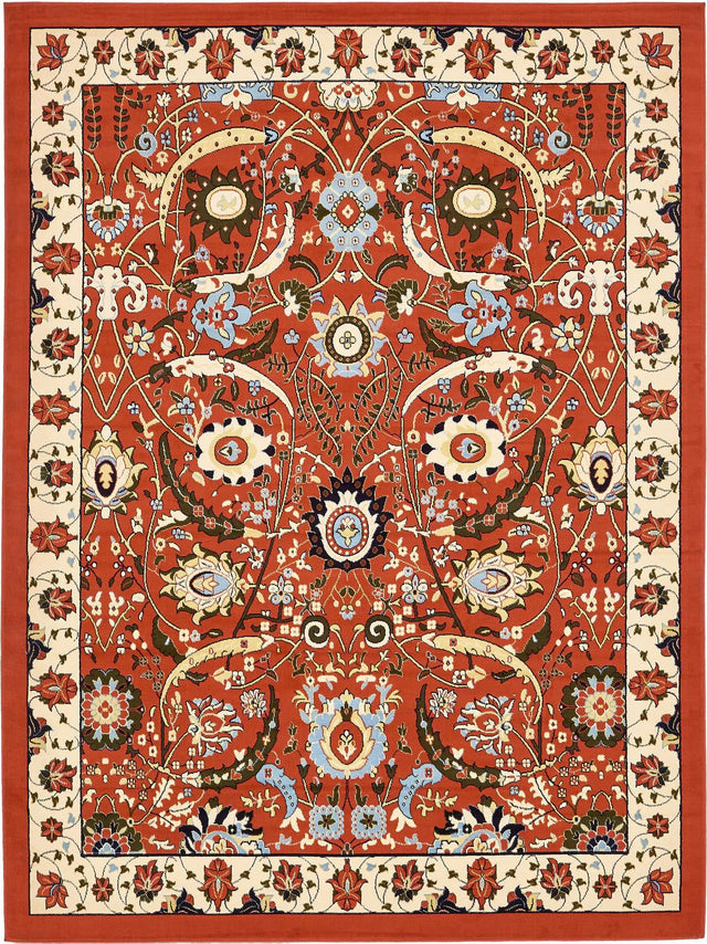 Terracotta 9' x 12' Espahan Rectangle Area Rug 100% Polypropylene Stain Resistant Carpet With Cotton Backing Vivid Colorful Traditional Interior Design for Sale at Rug Engine