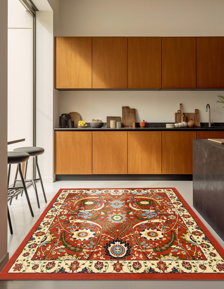 Terracotta 7' 10 x 7' 10 Espahan Square Area Rug 100% Polypropylene Stain Resistant Carpet With Cotton Backing Vivid Colorful Traditional Interior Design for Sale at Rug Engine