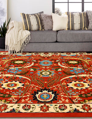 Terracotta 7' 10 x 7' 10 Espahan Square Area Rug 100% Polypropylene Stain Resistant Carpet With Cotton Backing Vivid Colorful Traditional Interior Design for Sale at Rug Engine
