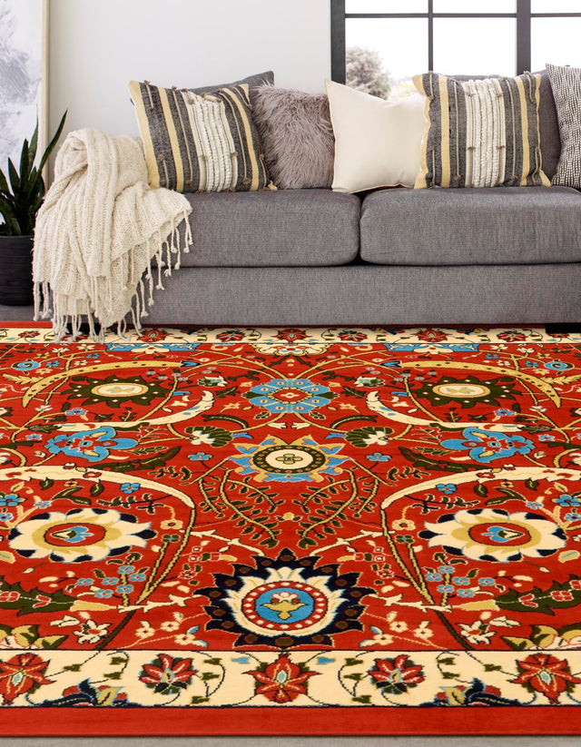 Terracotta 7' 10 x 7' 10 Espahan Square Area Rug 100% Polypropylene Stain Resistant Carpet With Cotton Backing Vivid Colorful Traditional Interior Design for Sale at Rug Engine