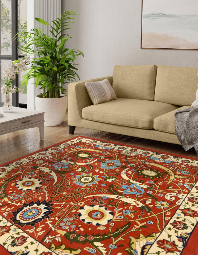 Terracotta 7' 10 x 7' 10 Espahan Square Area Rug 100% Polypropylene Stain Resistant Carpet With Cotton Backing Vivid Colorful Traditional Interior Design for Sale at Rug Engine