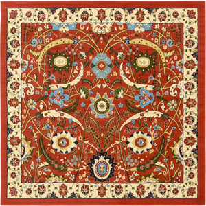 Terracotta 7' 10 x 7' 10 Espahan Square Area Rug 100% Polypropylene Stain Resistant Carpet With Cotton Backing Vivid Colorful Traditional Interior Design for Sale at Rug Engine