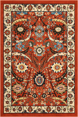 Terracotta 4' 1 x 6' 1 Espahan Rectangle Area Rug 100% Polypropylene Stain Resistant Carpet With Cotton Backing Vivid Colorful Traditional Interior Design for Sale at Rug Engine