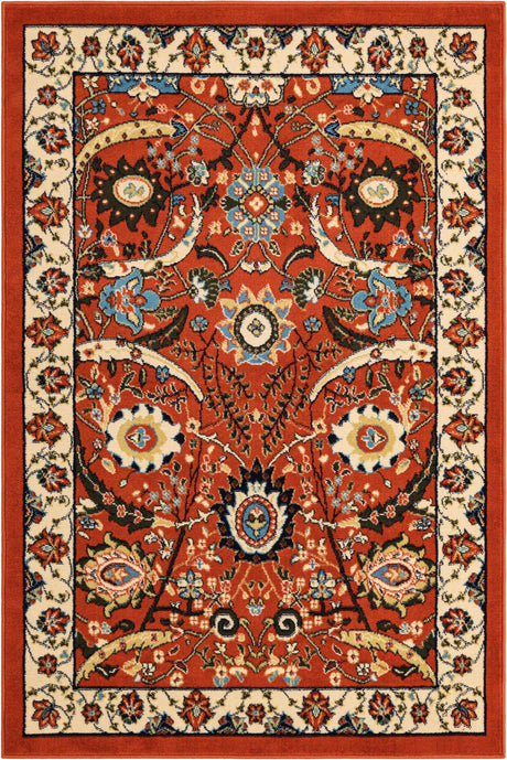 Terracotta 4' 1 x 6' 1 Espahan Rectangle Area Rug 100% Polypropylene Stain Resistant Carpet With Cotton Backing Vivid Colorful Traditional Interior Design for Sale at Rug Engine