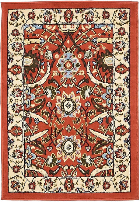 Terracotta 2' x 3' 1 Espahan Rectangle Area Rug 100% Polypropylene Stain Resistant Carpet With Cotton Backing Vivid Colorful Traditional Interior Design for Sale at Rug Engine