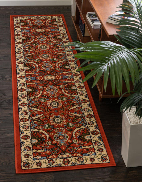 Terracotta 2' 7 x 10' Espahan Runner Area Rug 100% Polypropylene Stain Resistant Carpet With Cotton Backing Vivid Colorful Traditional Interior Design for Sale at Rug Engine