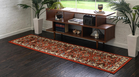 Terracotta 2' x 8' 2 Espahan Runner Area Rug 100% Polypropylene Stain Resistant Carpet With Cotton Backing Vivid Colorful Traditional Interior Design for Sale at Rug Engine