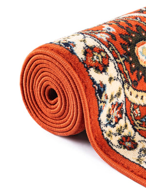 Terracotta 2' 7 x 10' Espahan Runner Area Rug 100% Polypropylene Stain Resistant Carpet With Cotton Backing Vivid Colorful Traditional Interior Design for Sale at Rug Engine