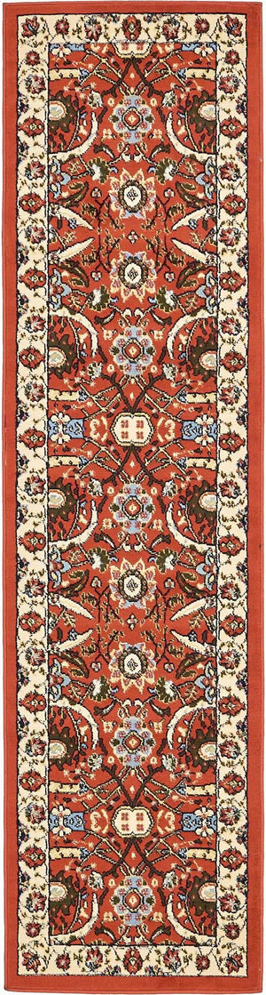 Terracotta 2' x 8' 2 Espahan Runner Area Rug 100% Polypropylene Stain Resistant Carpet With Cotton Backing Vivid Colorful Traditional Interior Design for Sale at Rug Engine