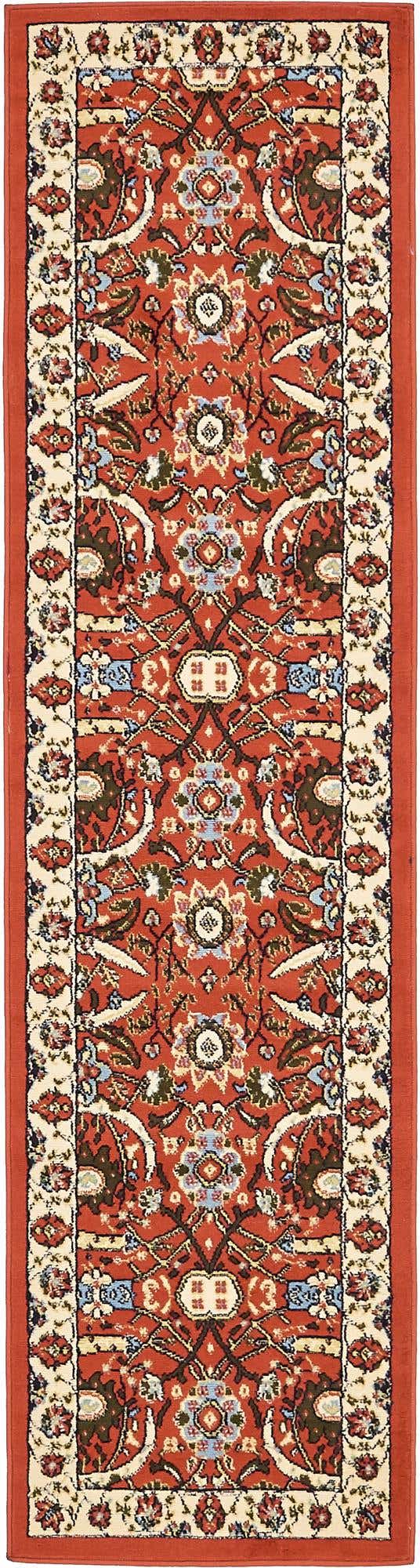 Terracotta 2' x 8' 2 Espahan Runner Area Rug 100% Polypropylene Stain Resistant Carpet With Cotton Backing Vivid Colorful Traditional Interior Design for Sale at Rug Engine
