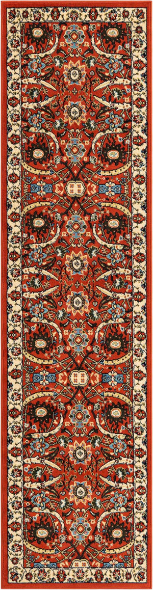 Terracotta 2' 7 x 10' Espahan Runner Area Rug 100% Polypropylene Stain Resistant Carpet With Cotton Backing Vivid Colorful Traditional Interior Design for Sale at Rug Engine