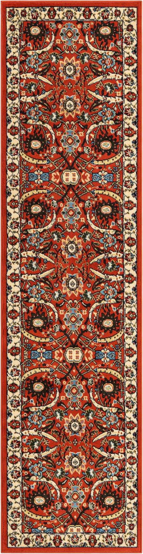 Terracotta 2' 7 x 10' Espahan Runner Area Rug 100% Polypropylene Stain Resistant Carpet With Cotton Backing Vivid Colorful Traditional Interior Design for Sale at Rug Engine