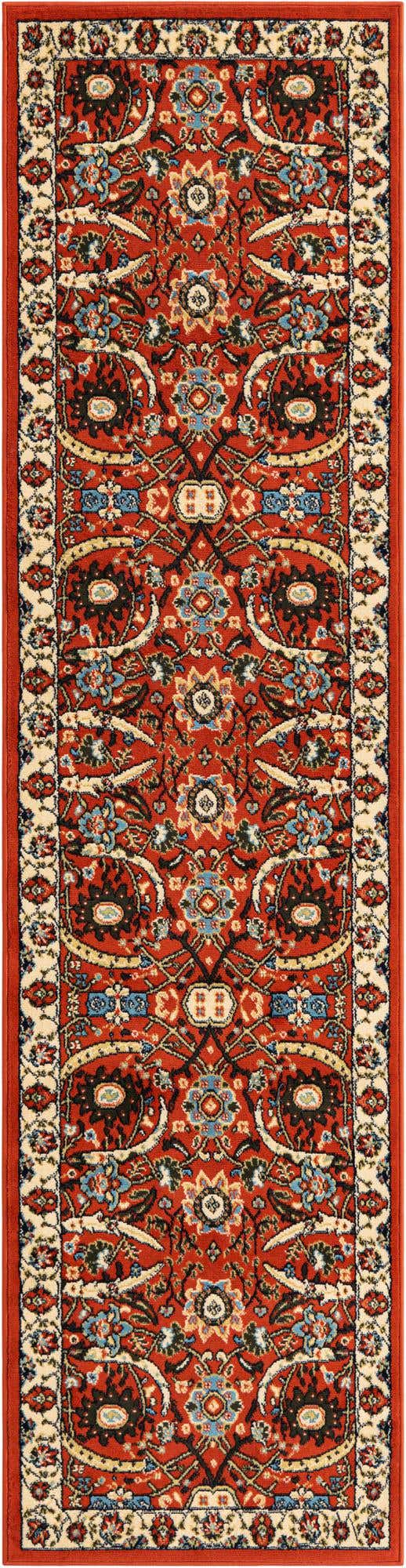 Terracotta 2' 7 x 10' Espahan Runner Area Rug 100% Polypropylene Stain Resistant Carpet With Cotton Backing Vivid Colorful Traditional Interior Design for Sale at Rug Engine