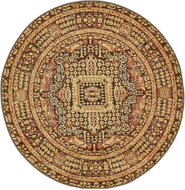 Brown 3' 1 x 3' 1 Palace Round Area Rug