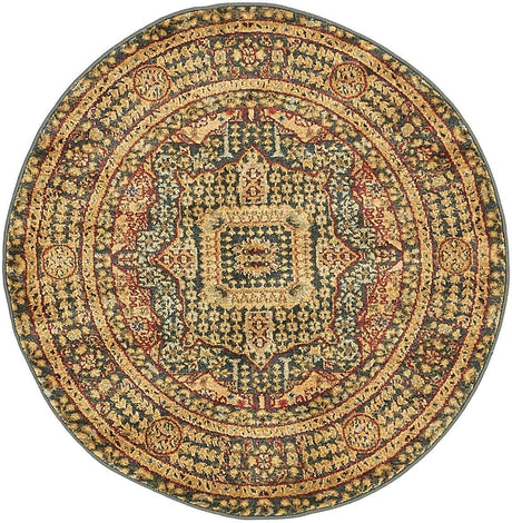 Blue 3' 1 x 3' 1 Palace Round Area Rug
