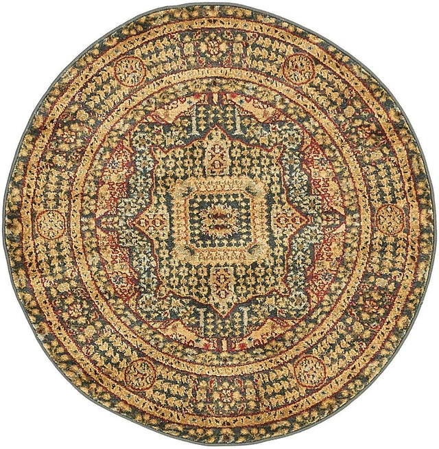 Blue 3' 1 x 3' 1 Palace Round Area Rug