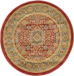 Red 3' 3 x 3' 3 Palace Round Area Rug