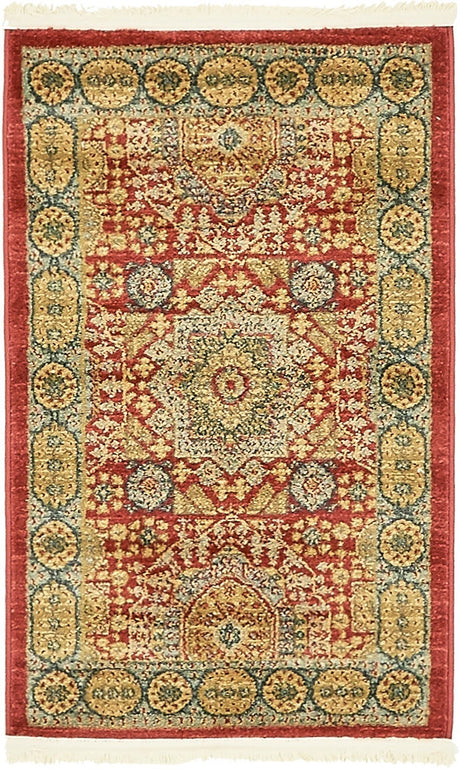 Red 2' x 3' 1 Palace Rectangle Area Rug Traditional Motif Design 100% Polypropylene Majestic Carpet for Elegant Interior Decorating for Sale at Rug Engine