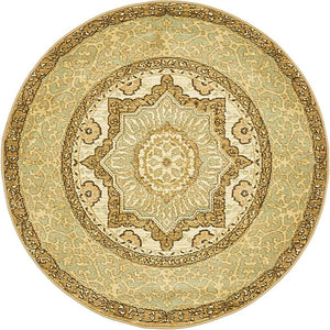 Cream 3' 1 x 3' 1 Palace Round Area Rug