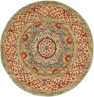 Light Blue 3' 1 x 3' 1 Palace Round Area Rug