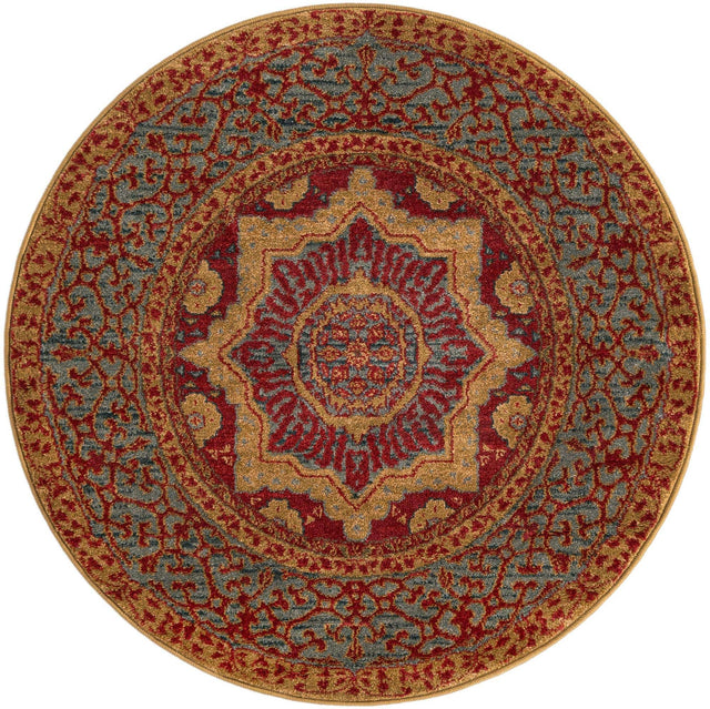 Red 3' 1 x 3' 1 Palace Round Area Rug