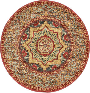 Navy Blue 3' 1 x 3' 1 Palace Round Area Rug
