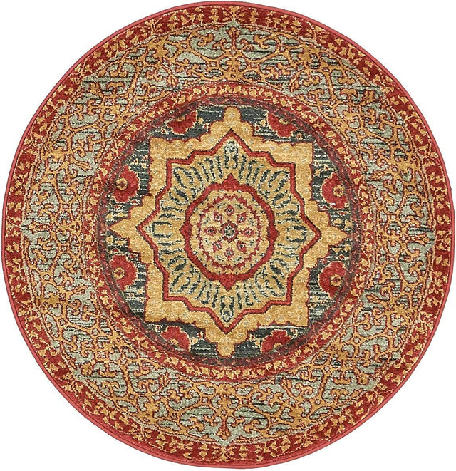Navy Blue 3' 1 x 3' 1 Palace Round Area Rug
