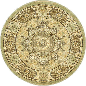 Light Green 3' 1 x 3' 1 Palace Round Area Rug