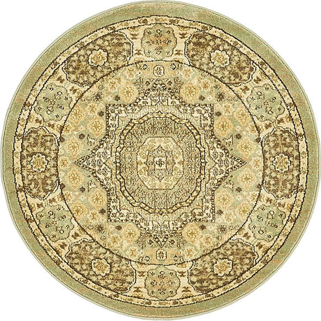 Light Green 3' 1 x 3' 1 Palace Round Area Rug