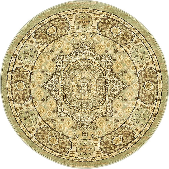 Light Green 3' 1 x 3' 1 Palace Round Area Rug