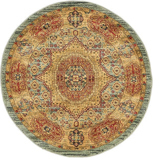 Light Blue 3' 1 x 3' 1 Palace Round Area Rug