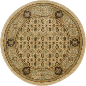 Cream 3' 3 x 3' 3 Palace Round Area Rug