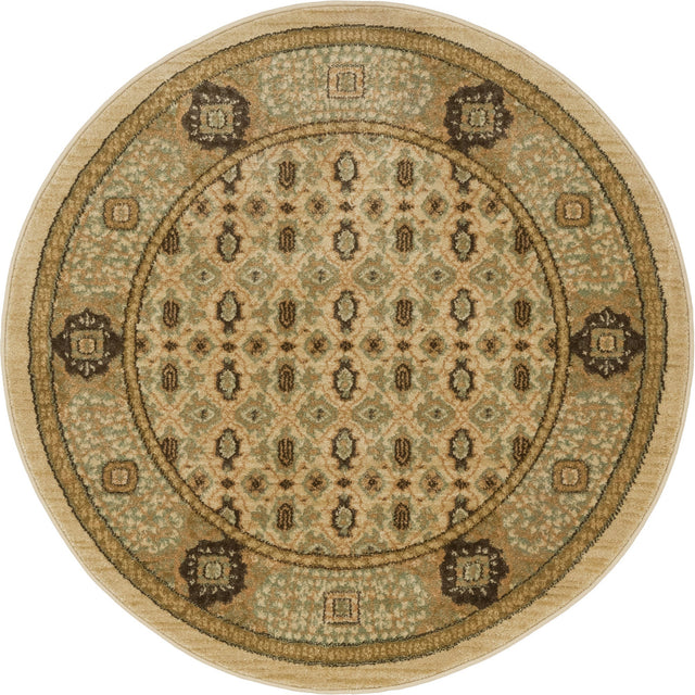 Cream 3' 3 x 3' 3 Palace Round Area Rug