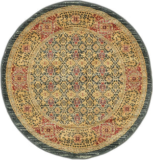 Navy Blue 3' 1 x 3' 1 Palace Round Area Rug