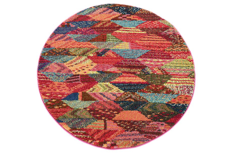 Multicolor 3' 3 x 3' 3 Sedona Round Area Rug Durable Long Lasting Carpet for Living Rooms, Kitchen, Bedrooms, Office Space, Dorms for Sale at Rug Engine