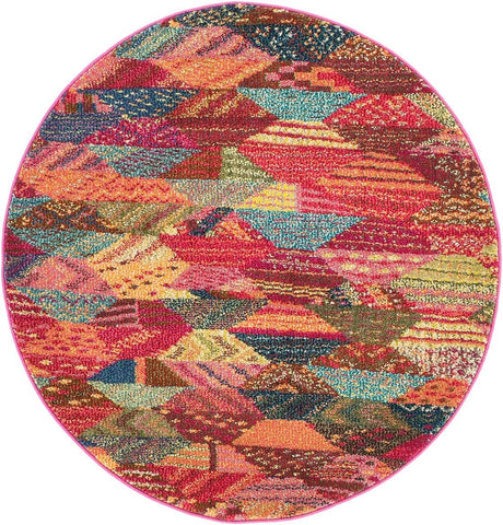 Multicolor 3' 3 x 3' 3 Sedona Round Area Rug Durable Long Lasting Carpet for Living Rooms, Kitchen, Bedrooms, Office Space, Dorms for Sale at Rug Engine