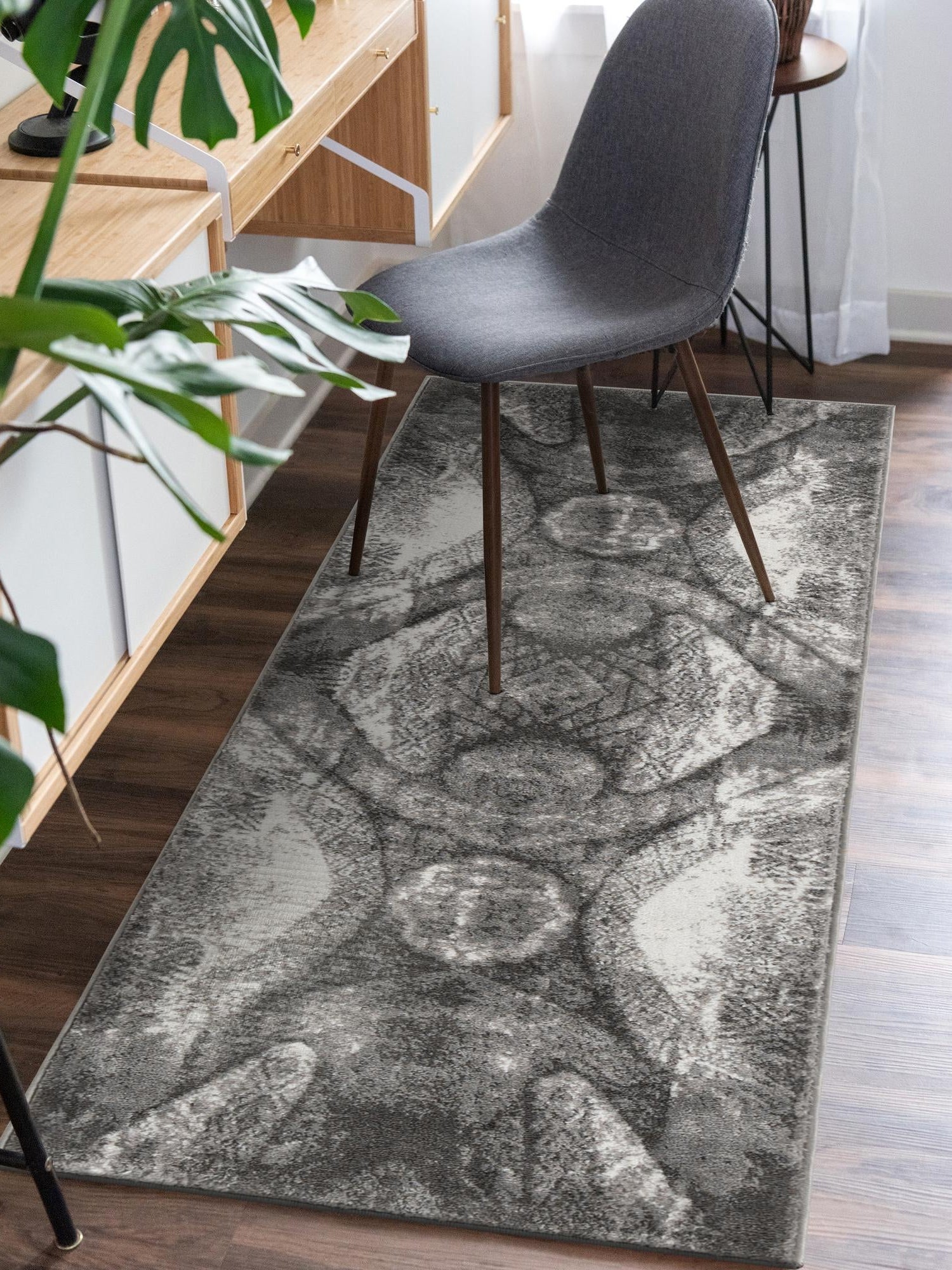 Dark Gray 3' 3 x 16' 5 Sofia Runner Area Rug Durable Easy Clean Stain Resistant Unique Carpet for Affordable Interior Home Design for Sale at Rug Engine